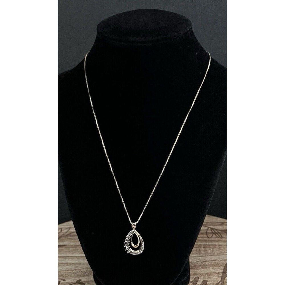 Ross Simons 925 Sterling Gold Vermeil White Topaz & Diamond 18" Necklace 4.5 gms